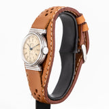 vintage movado watch dial shot, side view