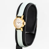 vintage omega ladies yg blue, side view crown shot