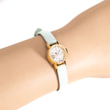 vintage omega ladies yg blue, wrist shot close up
