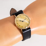 vintage omega 14k yg ww, wrist shot close up