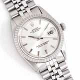 vintage rolex datejust ss ww, on its back