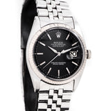 1961 Vintage Rolex Datejust Ref. 1601 Black Dial in 14k White Gold & Stainless Steel (# 15903)