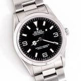rolex explorer ss ww t series, on its back