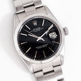 vintage rolex date auto black dial, on its back