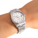 1980s rolex datejust ww, wrist shot close up