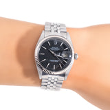 1961 Vintage Rolex Datejust Ref. 1601 Black Dial in 14k White Gold & Stainless Steel (# 15903)